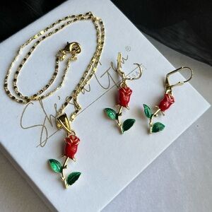 Red Rose Gold Filled Jewelry Set